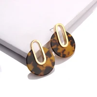 leopard tortoiseshell acrylic hoop earrings for women big circle acetate resin geometric statement earrings fashion za jewelry