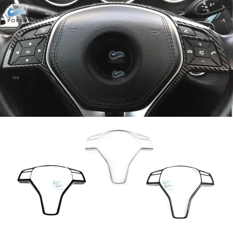 

For Mercedes Benz B E CLA GLA GLK Class W246 W212 W207 W218 W117 X156 Carbon Texture Car Steering Wheel Panel Frame Cover Trim
