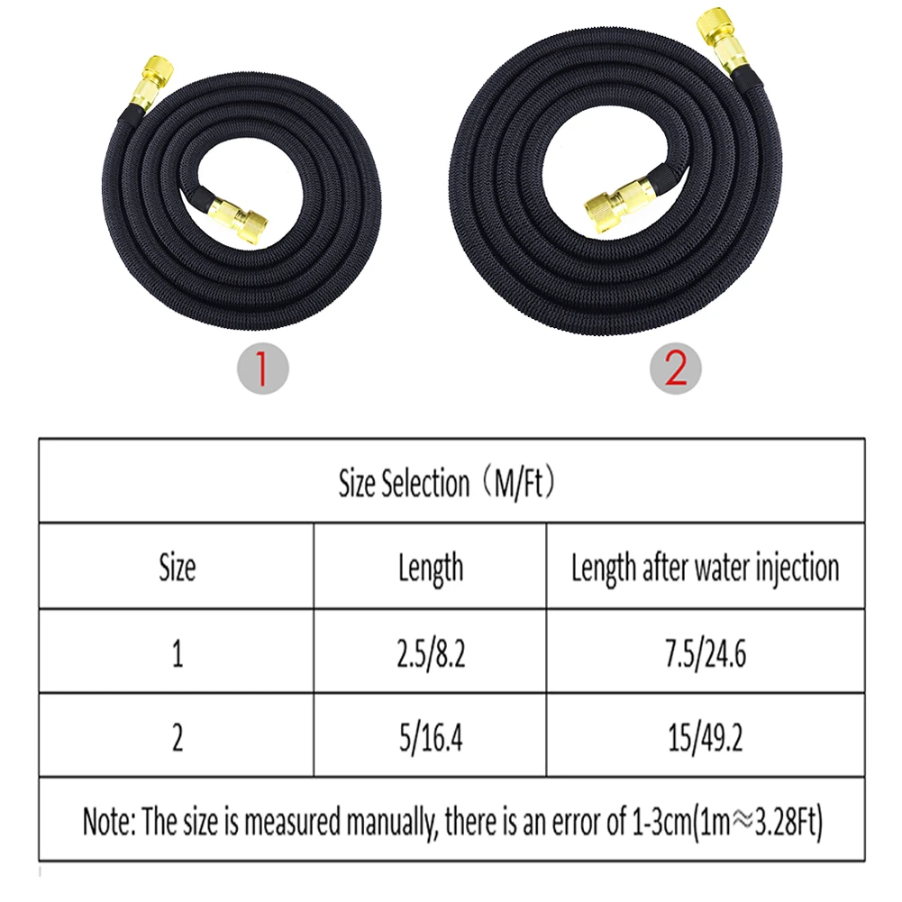 Выдвижной садовый шланг 25/50 футов гибкий устойчивый к высокому давлению и