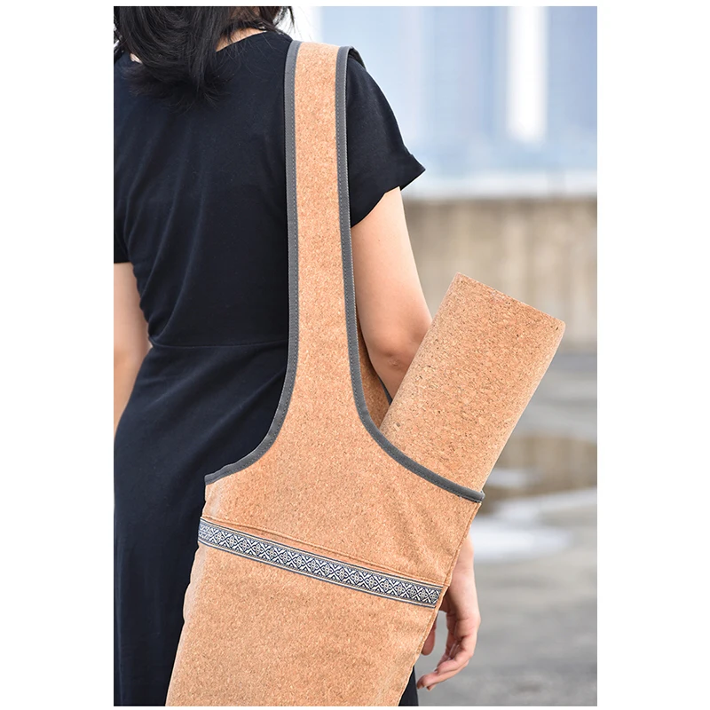 Новая сумка для коврика йоги натуральная пробковая большой размер карман на