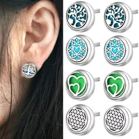 fashion heart shaped aromatherapy diffuser ear studs earrings jewelry spiral open perfume locket women earrings accessories gift