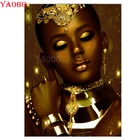 Художественная Африканская женщина с макияжем золотого цвета, алмазная живопись стразы, алмазная вышивка, мозаичная картина-пазл