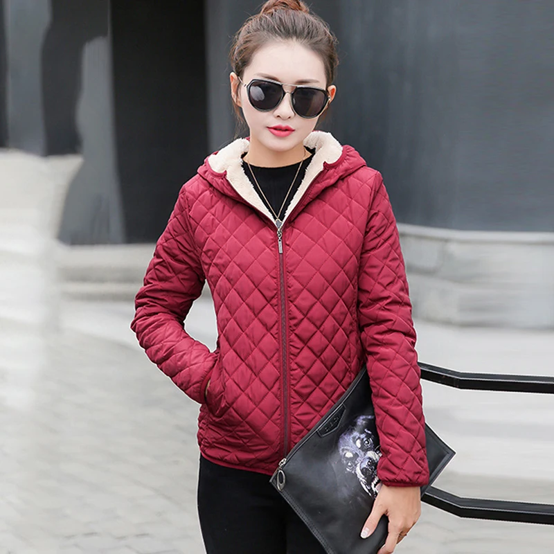 

Autumn 2021 New Parkas Jackets Women Winter Long Sleeve Pocket Zipper Solid Hooded Coats Jacket Outwear Coat Tops Plus Size