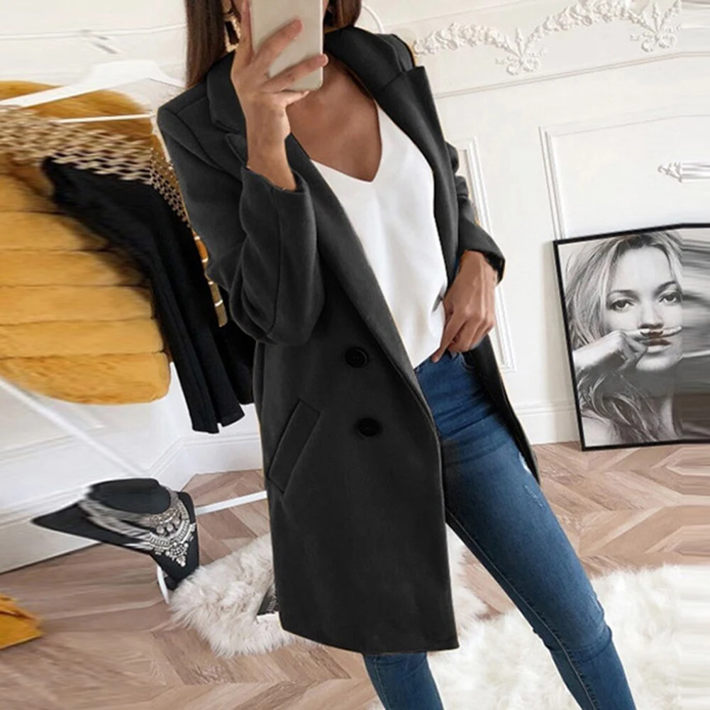 

Casual Wool Blend Jackets Women Wool Jacket Female Plus Size Long Sleeve Winter Women Long Wool Coat Manteau Femme Hivers