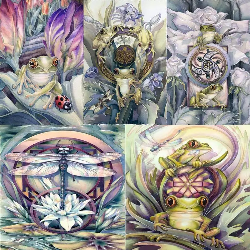 5D DIY полная дрель Алмазная картина Стрекоза Лягушка комплекты для