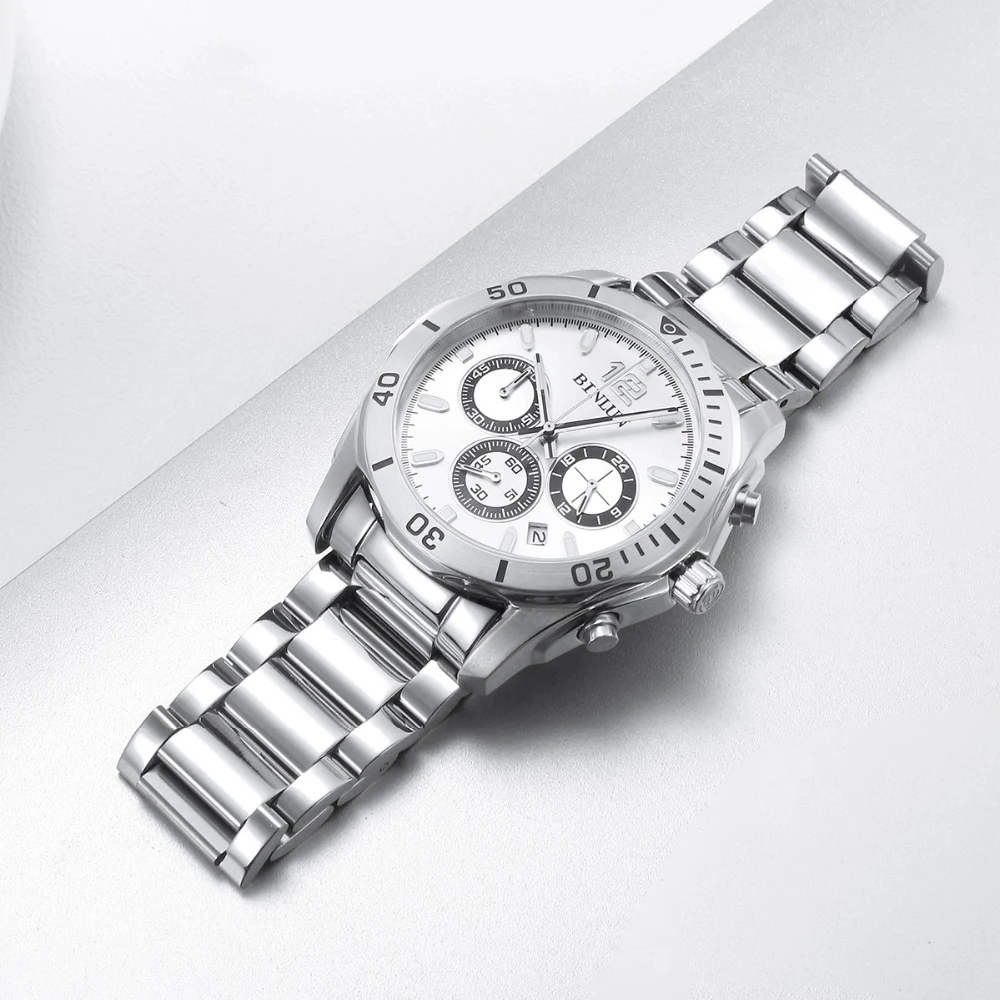 BINLUN Daytona часы мужские спортивные водонепроницаемые из нержавеющей стали