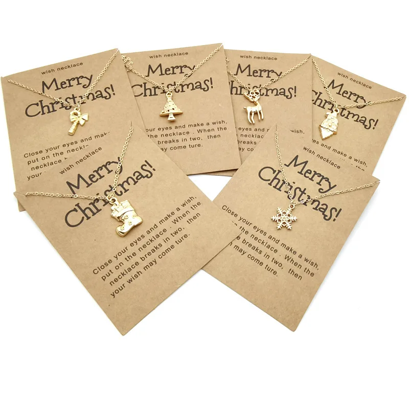 

New Christmas wishing card necklace creative Santa Claus Christmas wishing paper necklace wholesale
