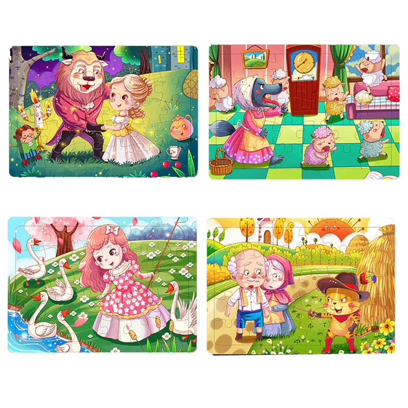 30 комплектов/Партия Детские деревянные пазлы в сказочном стиле с принтом виде