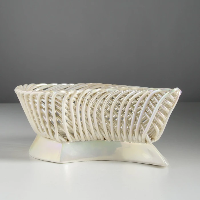 Конфетница &quotПлетёнка&quot лепесток перламутровый|Столовые сервизы| |