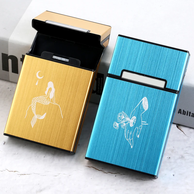 Тонкий женский чехол для сигарет на заказ леди пластиковый с откидной крышкой