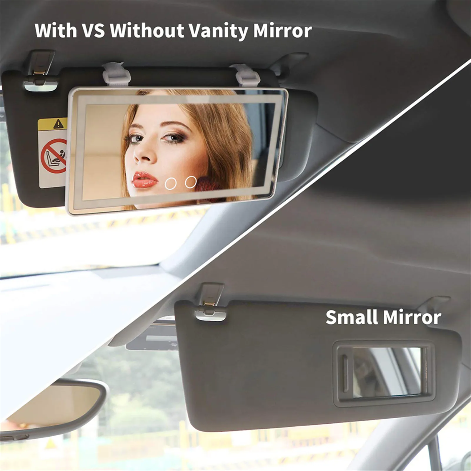 

Universal Car Interior Mirror LED Makeup Mirror Touch Switch Sun Visor HD Mirror With LED Light 3 Lighting Mode Lithium Battery
