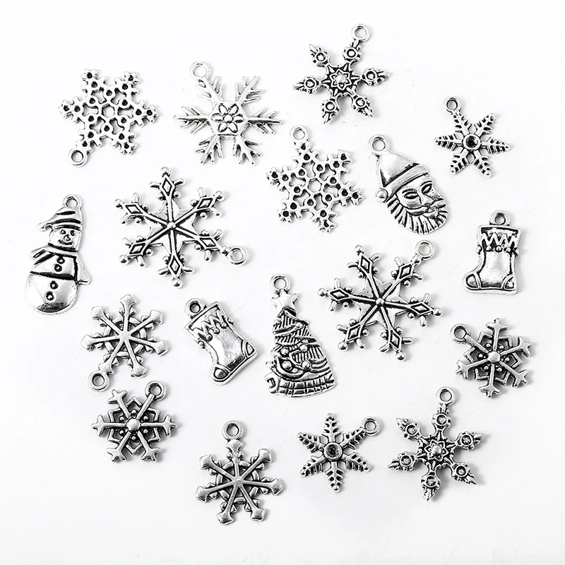 20 шт. Подвески Снежная Снежинка Рождественский антикварный кулон подходит для