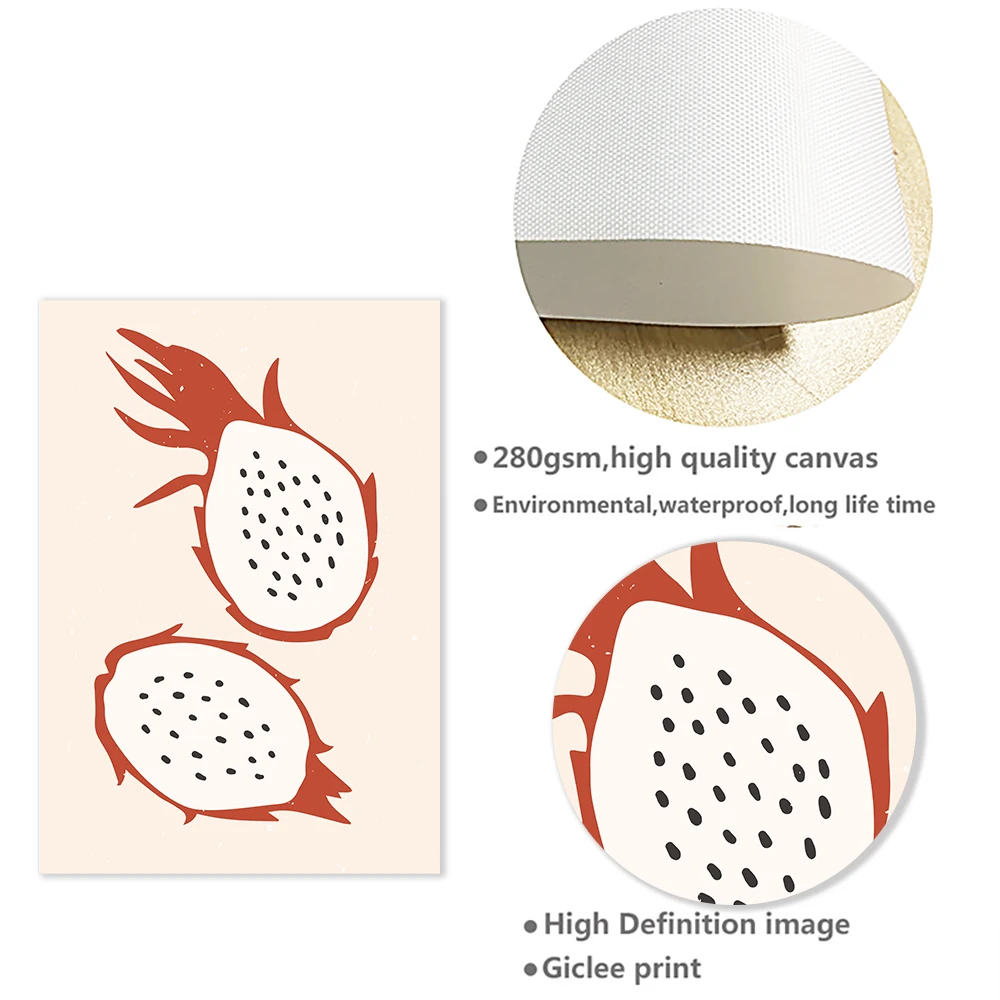 Абстрактный фрукт питая Кокосовая Картина на холсте скандинавский настенный