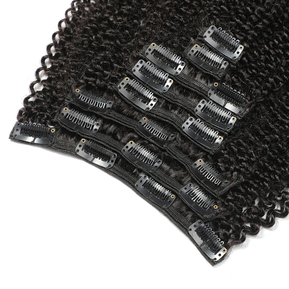 Re4U афрокудрявые вьющиеся волосы Remy для наращивания 8 шт. 125 г зажим-невидимка с