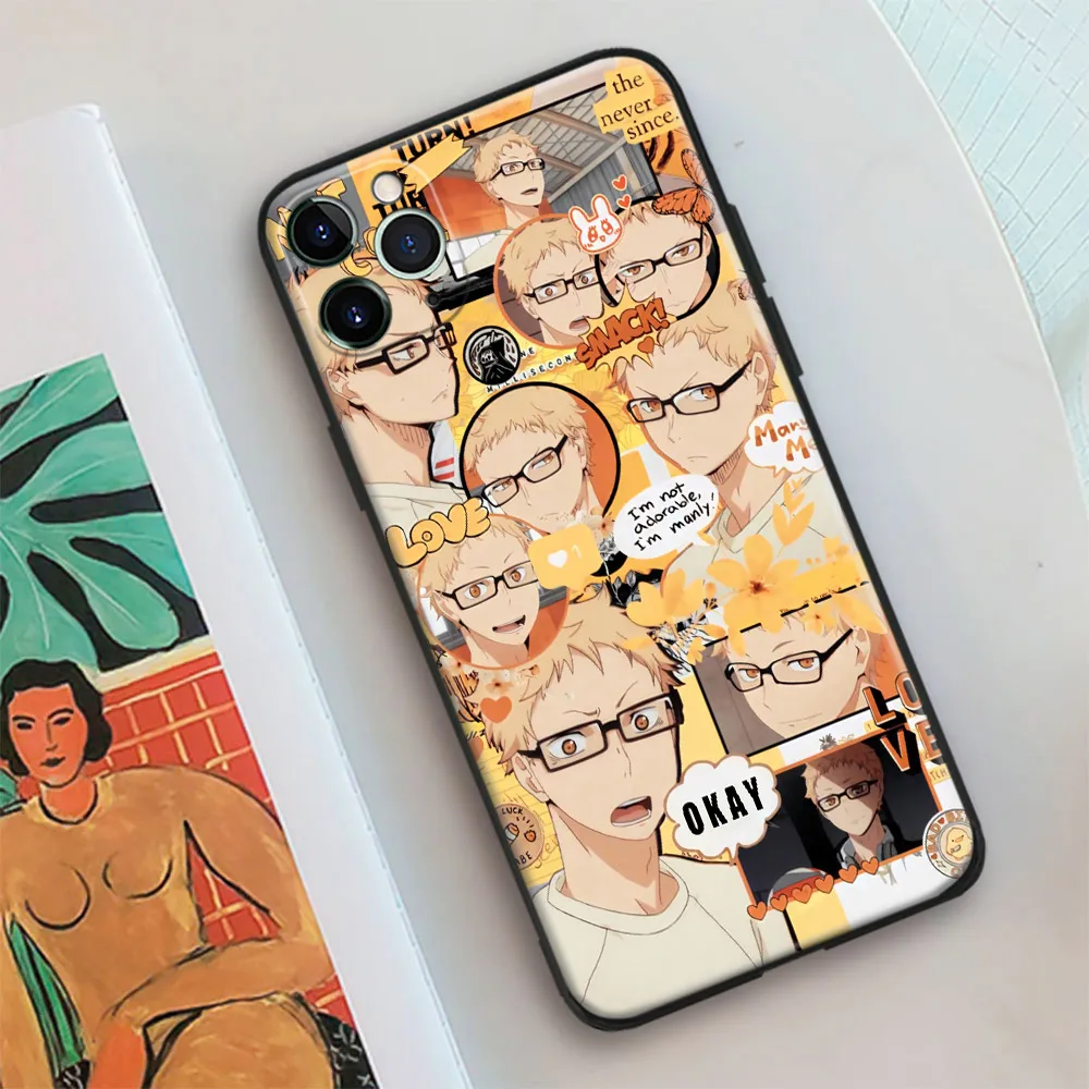 Стеклянный Мягкий силиконовый чехол Tsukishima Haikyu для IPhone SE 6s 7 8 Plus X XR XS 11 12 Mini Pro Max