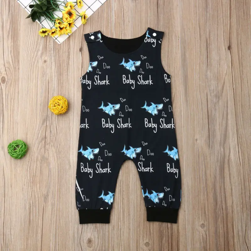 

0-24M Baby Boy Clothes Boys Shark Romper Newborn Jumpsuit Kids Outfits Kid Sleeveless Shark Rompers Newborn Overall Sunsuit