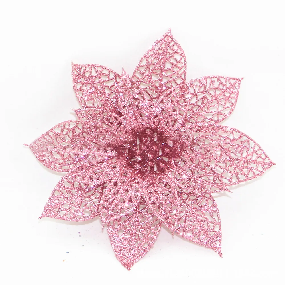 10 шт./компл. Рождественские цветы деревья Рождественский Декор с золотым блеском