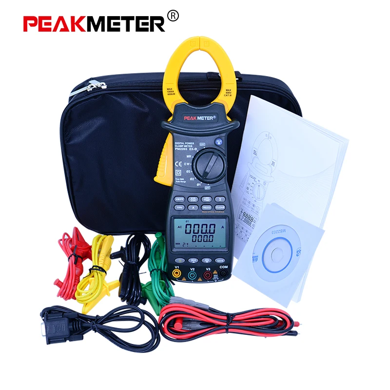 

MS2203 9999 Counts Auto-range 3 Phase True RMS Clamp on Power Meter MS2203 with RS232 Interface