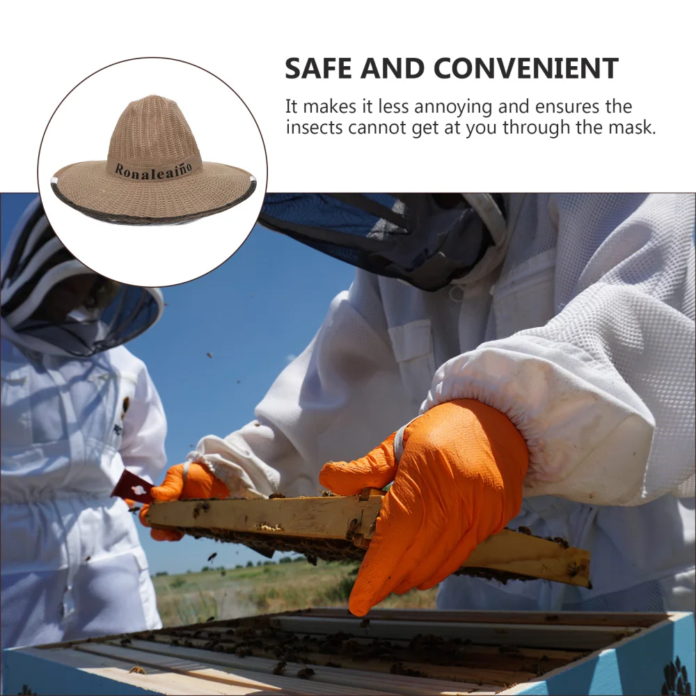 

Breathable Anti-sting Hat Beekeeping Tool Hat Head Cover Protection(Light Brown)