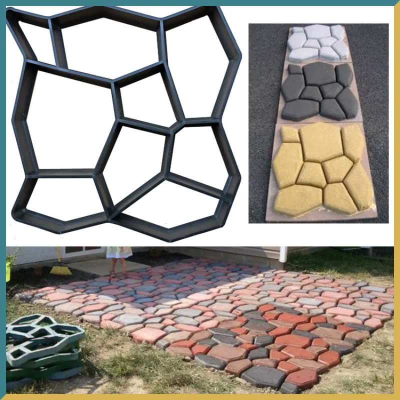 

Black Plastic Making DIY Paving Mould Home Garden Floor Road Concrete Stepping Driveway Stone Path Mold Patio Maker Brick Mold