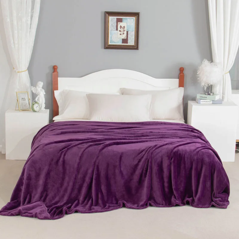 

Плед для кровати Bonenjoy, фиолетовый цвет, 300GSM, коралловый флис, пледы для дивана, мягкое теплое покрывало одеяло King Size s, 230x250 см