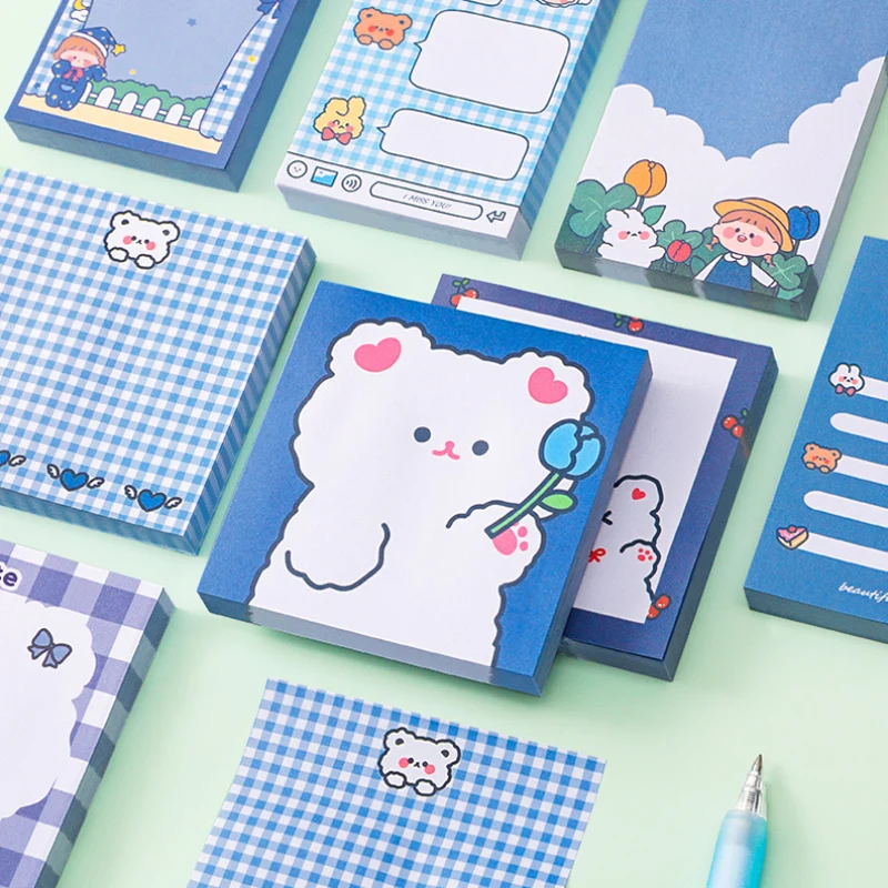 

80 Sheets Cute Cartoon Bear Girl Memo Pad Sticky Notes Planner Sticker Paste Kawaii Stationery Office Papeleria School Supplies