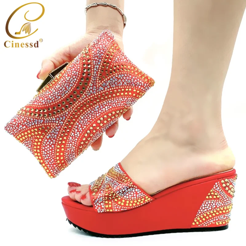 Женские туфли и сумочка в нигерийском стиле Вечерние итальянском с сумочкой