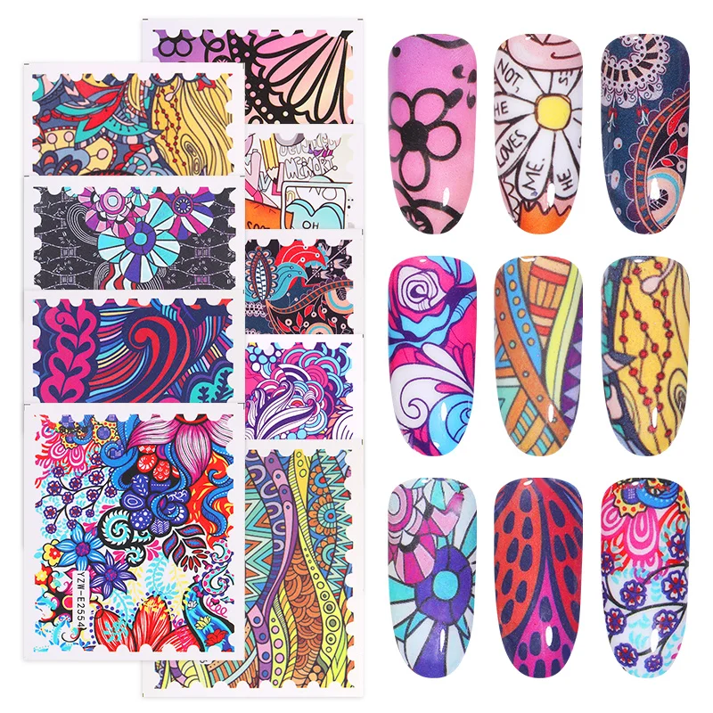 1 Лист наклейки для ногтей дизайн штампов полный стикер переноса воды DIY