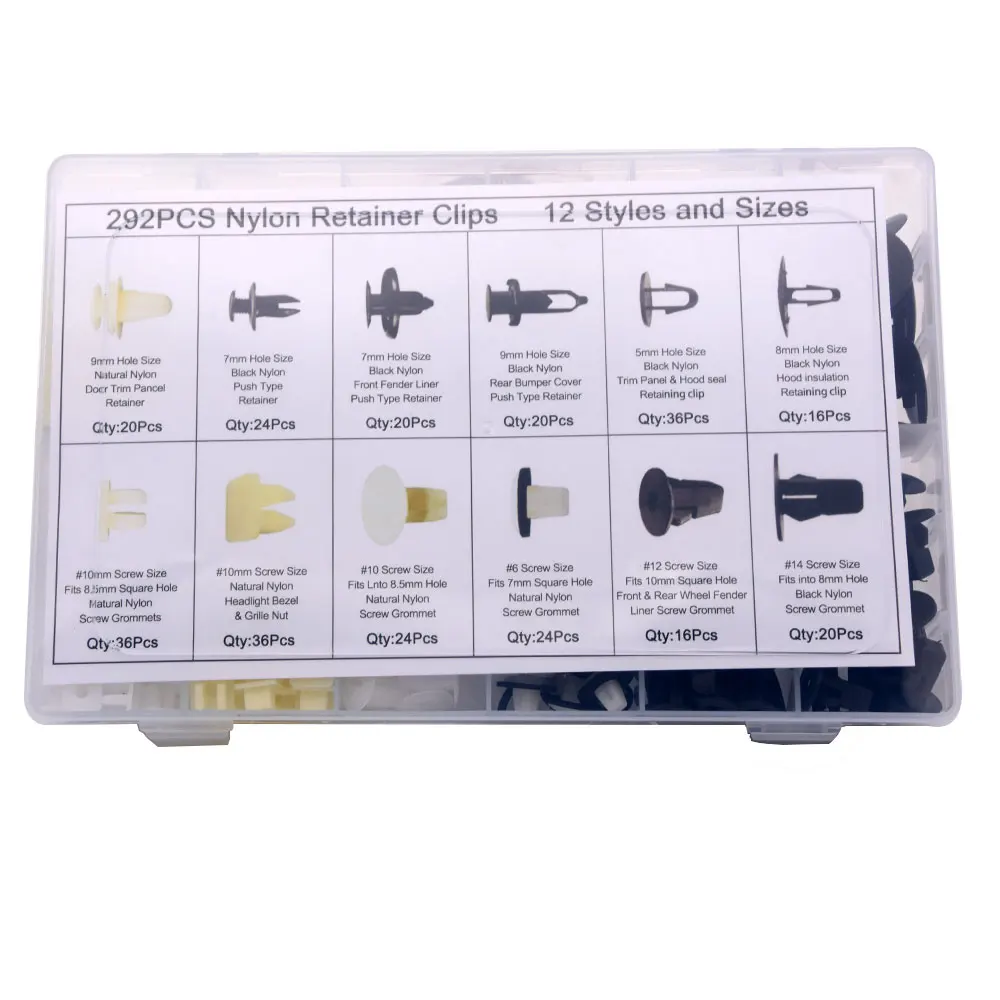292 шт. 12 размеров смешанный автомобильный брызговик бампер пластиковая заклепка