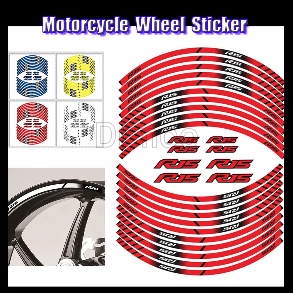 

Наклейки на колеса мотоцикла, 16 шт., светоотражающие наклейки для мотокросса, наклейки на обод, лента для Yamaha YZF R15 YZFR15