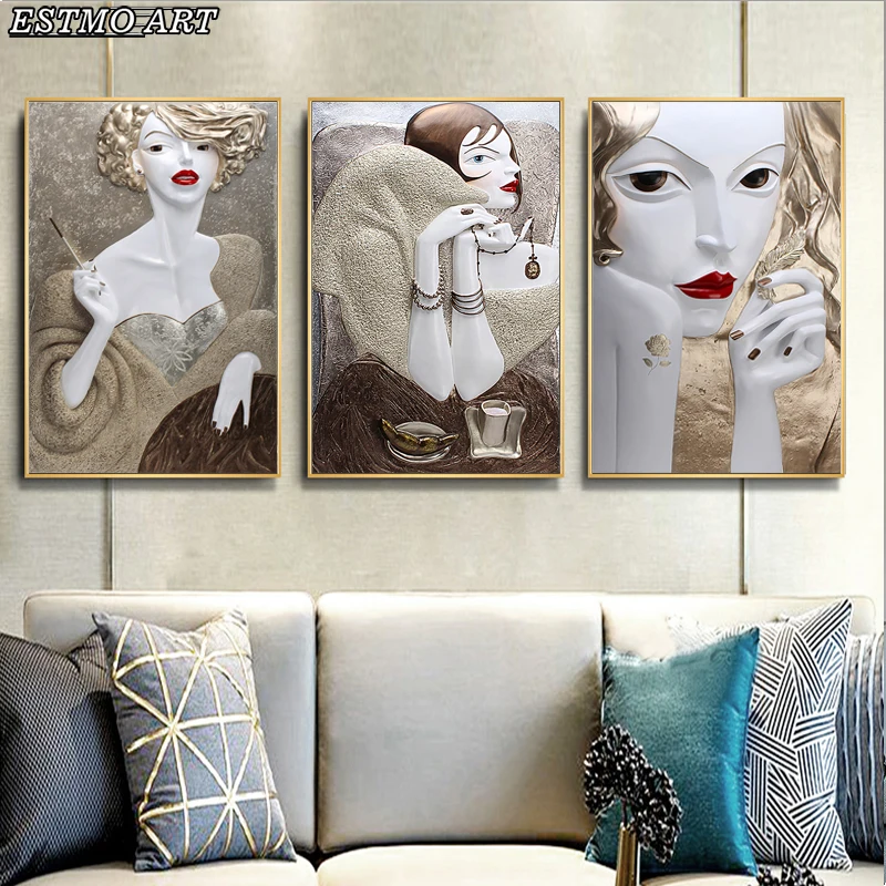 

Abstract Art Poster Relief Body Modern Art Painting Room Decoration Poster and Prints For Modern Art Bedside Painting Hoom Decor