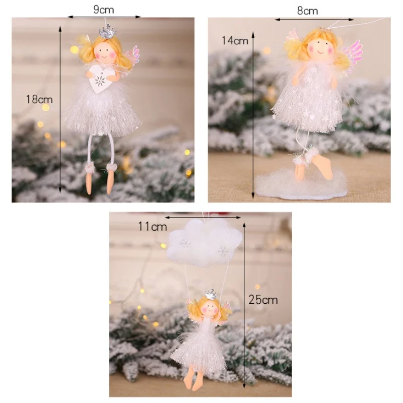 

Mini Cute Plush Angel doll Girl Christmas Tree Pendants Ornaments Home Decoration Xmas Festival DIY Hanging Ornaments