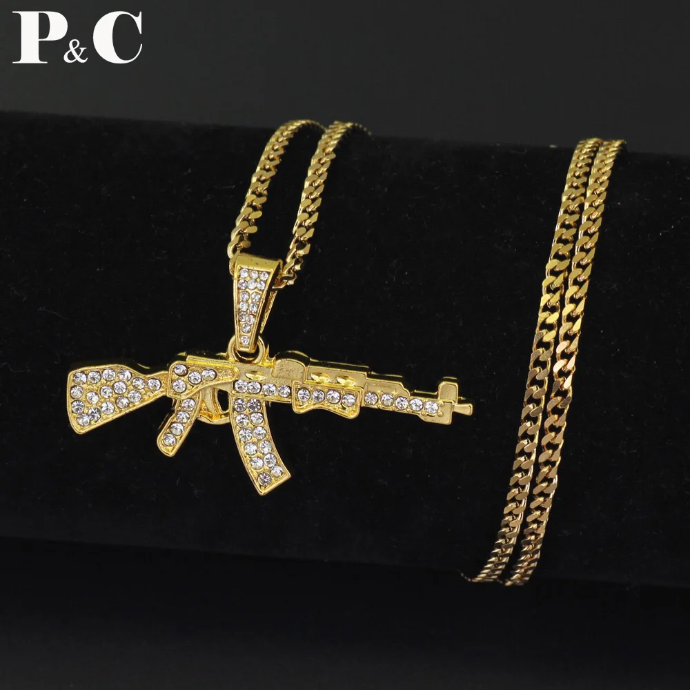 Хип хоп стимпанк модный пистолет Женщины/Мужчины Подвеска Ледяной Кристалл