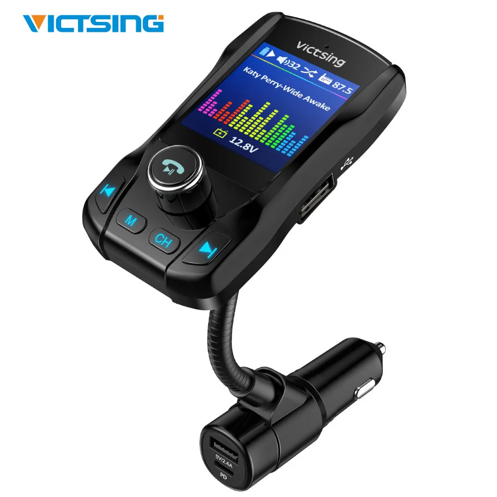 Автомобильный FM трансмиттер VicTsing 1 8 дюйма с поддержкой TF /Aux/U