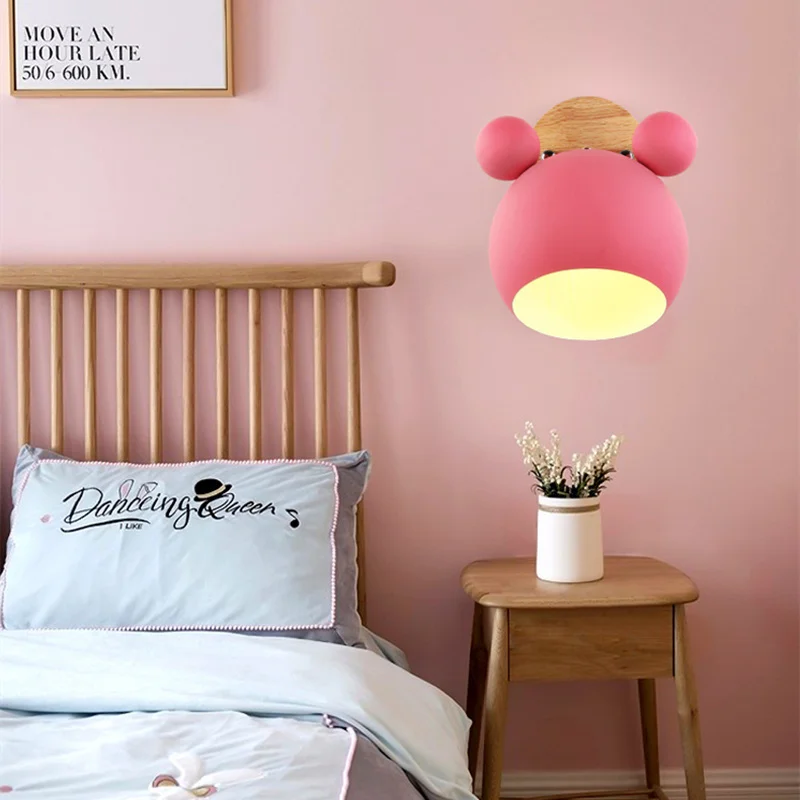 Скандинавский настенный светильник из массива дерева макарон креативный