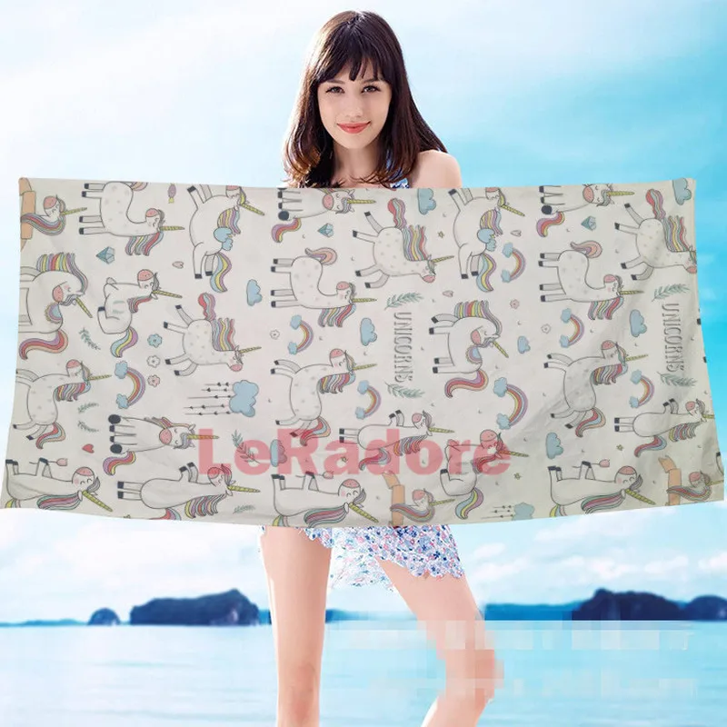 Быстросохнущее пляжное полотенце единорога для девочек мягкое одеяло из