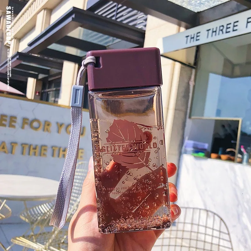Coffee Soffe пластиковая портативная Спортивная прямая бутылка для воды 350 мл, краткие креативные бутылки для кемпинга, велоспорта, путешествий, сока, фруктов, заварки - Цвет: Coffee