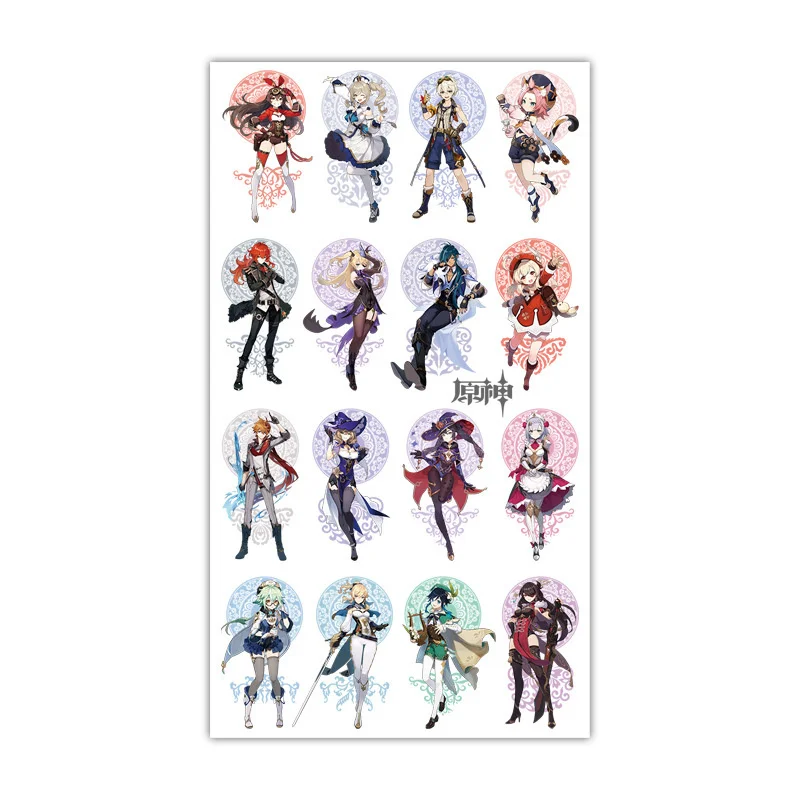 

Game Genshin Impact Anime Tattoo Sticker Cartoon Peripheral Gift Accessories