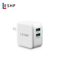 leshp dual usb smart portable wall charger 5v3 1a output 15 5w travel charger adapter with foldable plug for smartphone 2pcs