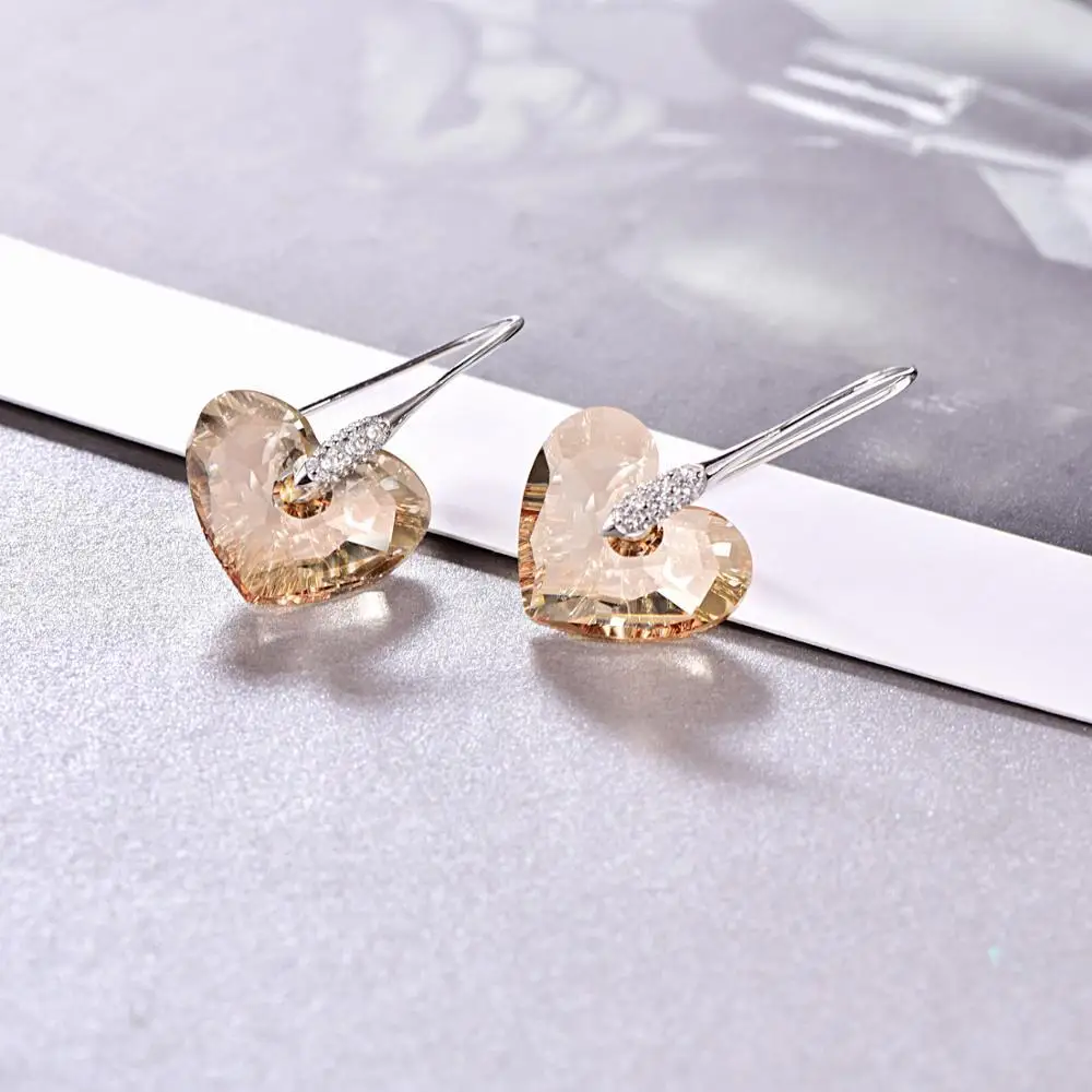 Кристаллы от Swarovski Love подвесное сердечко серьги для женщин Новая мода