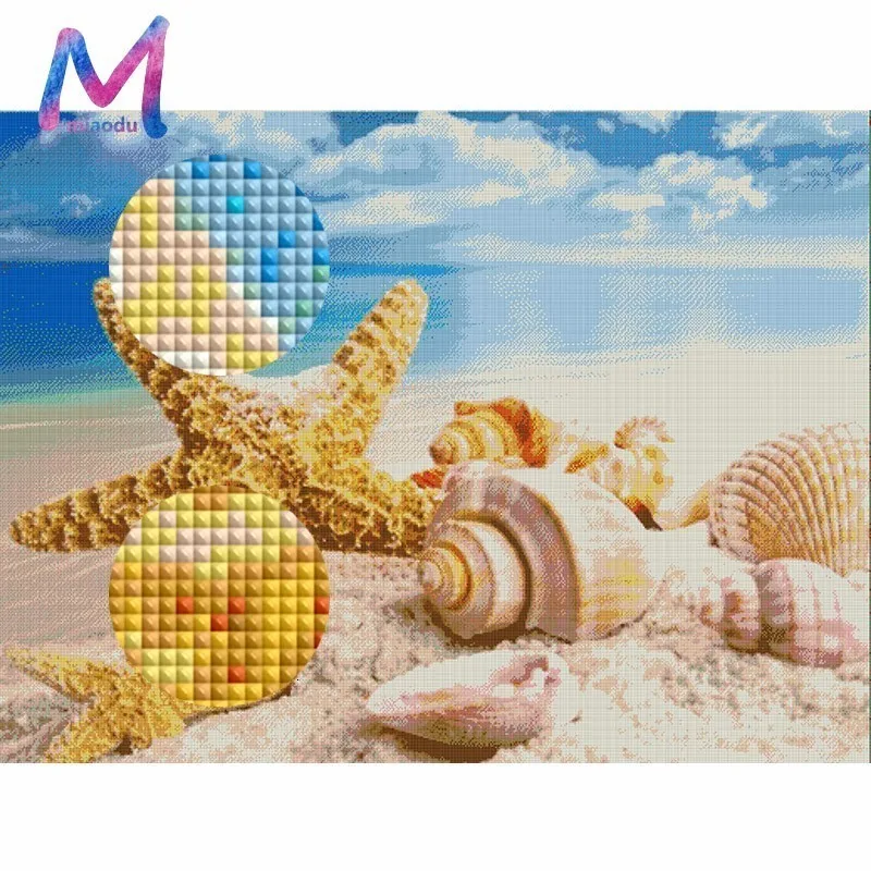 MIAODU, 5D, сделай сам, алмазная вышивка, вышивка крестиком, морская раковина, морская звезда, пейзаж, домашний декор, стразы, мозаика, алмазная вышивка