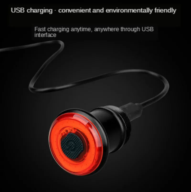 Bicycle Intelligent Brake Tail Lamp Induction Mountain USB Charging Road Vehicle Riding Taillight Waterproof Night Bike Lights | Спорт и