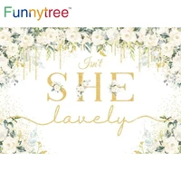 funnytree lovely girl baby shower birthday party backdrop spring flowers gold dots glitter studio photography props background