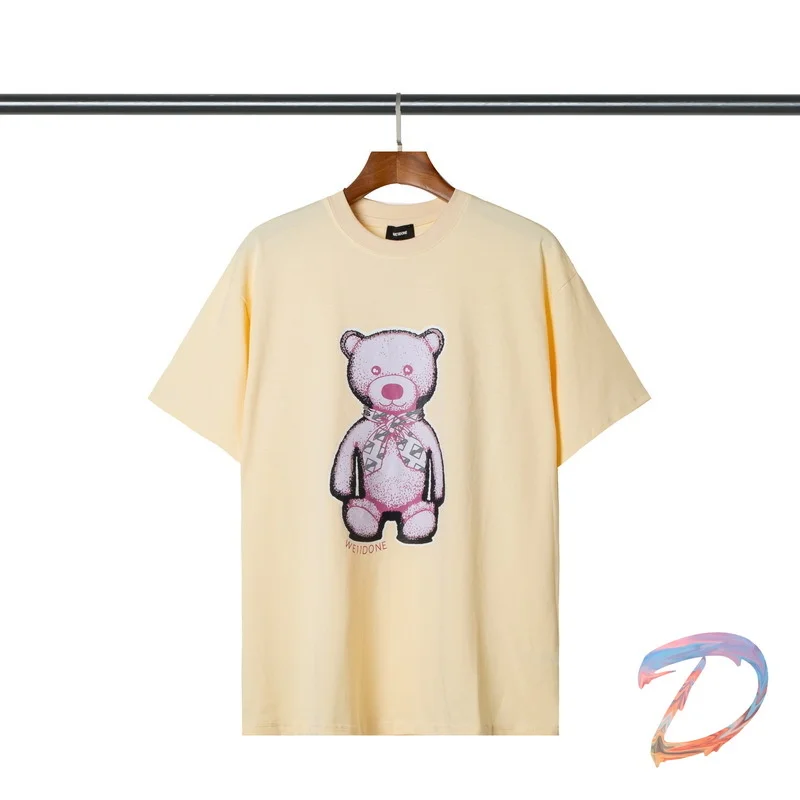 

Светоотражающие We11done футболки 3м, высококачественные повседневные футболки оверсайз с коротким рукавом и мультяшным медведем для мужчин и ...