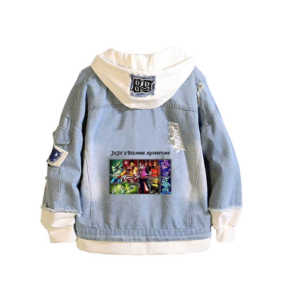 

Джоджо невероятные приключения унисекс джинсовая куртка весна джинсы толстовки Аниме Толстовка с капюшоном Harajuku уличная одежда парные пальто