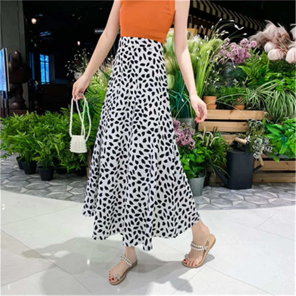 Корейская модная шифоновая юбка женская летняя средней длины трапециевидной