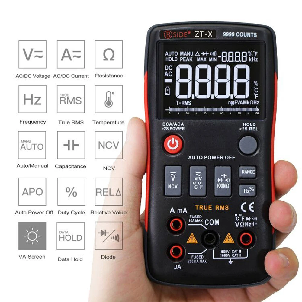 Цифровой мультиметр BSIDE Series True Auto Range вольтметр амперметр тестер емкости