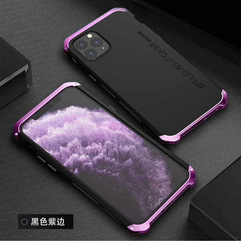 black purple Металлический Алюминиевый Чехол Bumber для iphone 11, чехол-гибрид, задняя крышка из поликарбоната для iphone 11 pro max, чехол, противоударный чехол, Fundas - Цвет: black purple