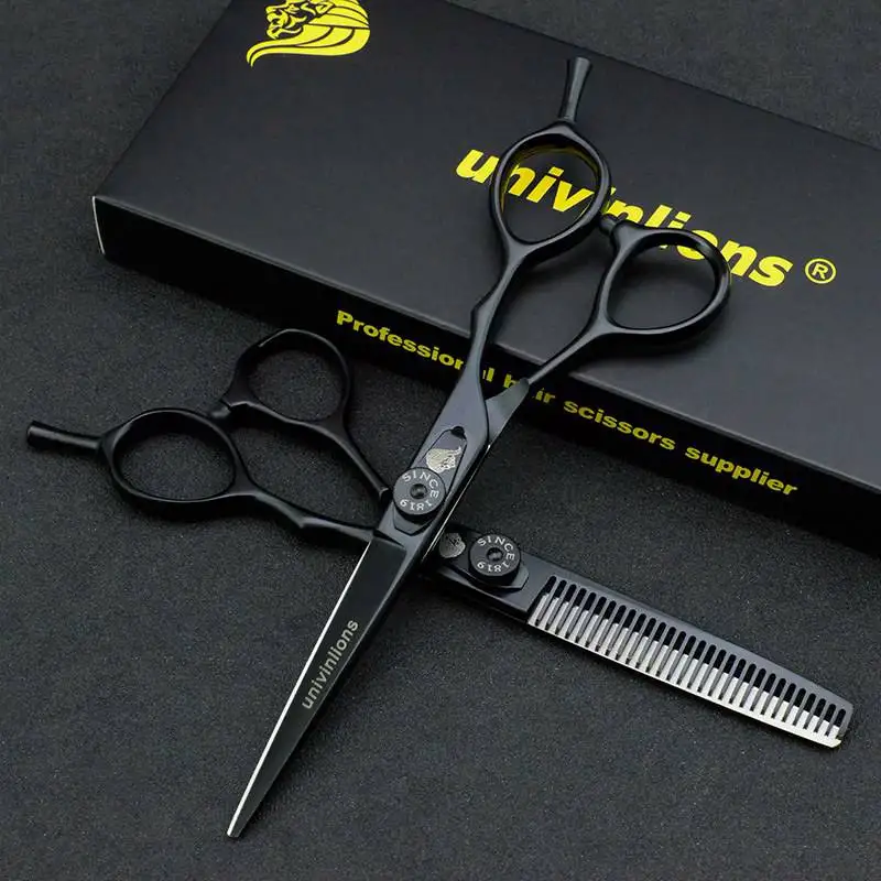 

6" Japanese Steel Black Hair Scissors Barbers Hairdressing Scissors Kit Hair Clipper For Salon Hairstylist Hair Cutting Shears