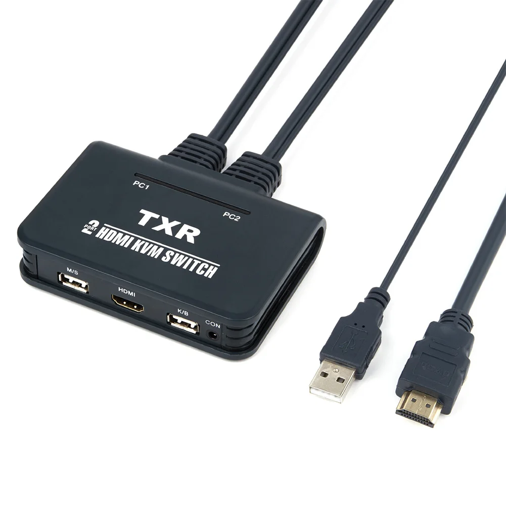 

2 Port With Cables Plug And Play KVM Switch Accessories Dual Monitor Splitter Box Computer Button USB Keyboard Mouse